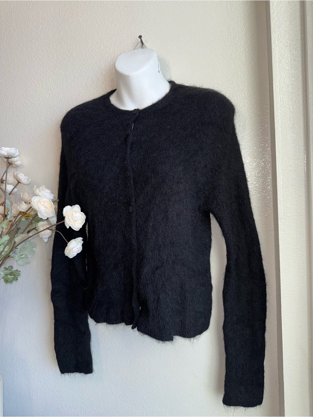 & Other Stories alpaca blend black Crewneck Button-Front Cardigan - Picture 6 of 14